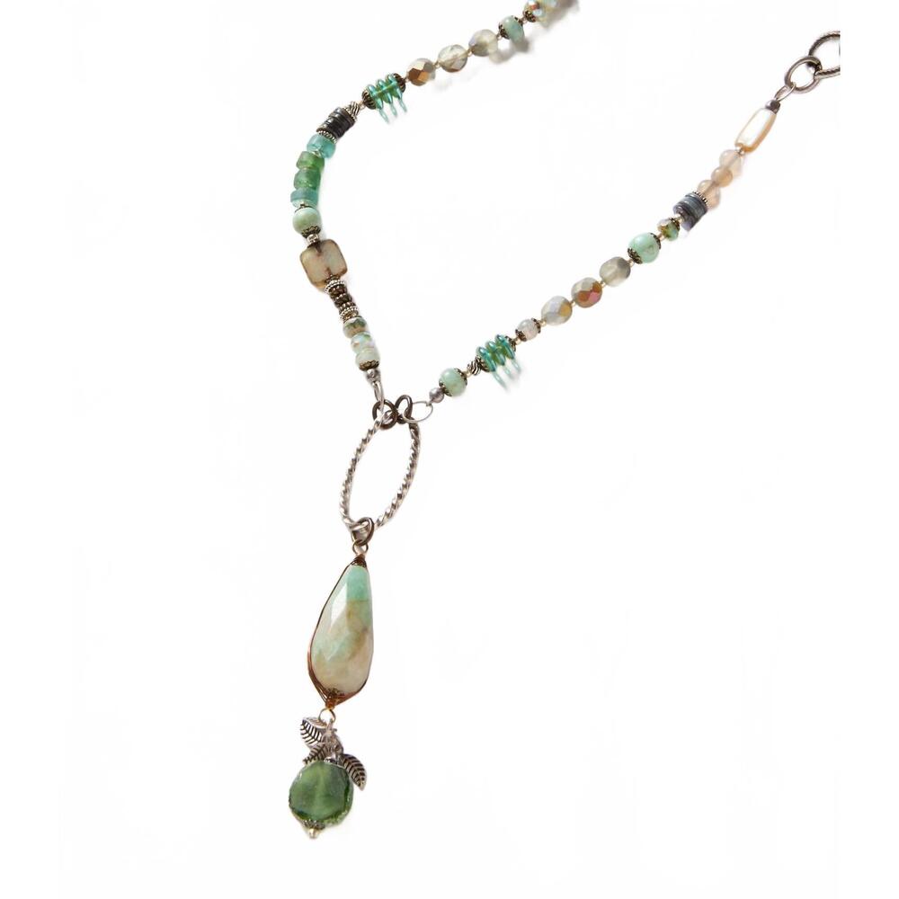 NEW ANNE VAUGHAN women's venetian dream gemstone necklace in aqua
